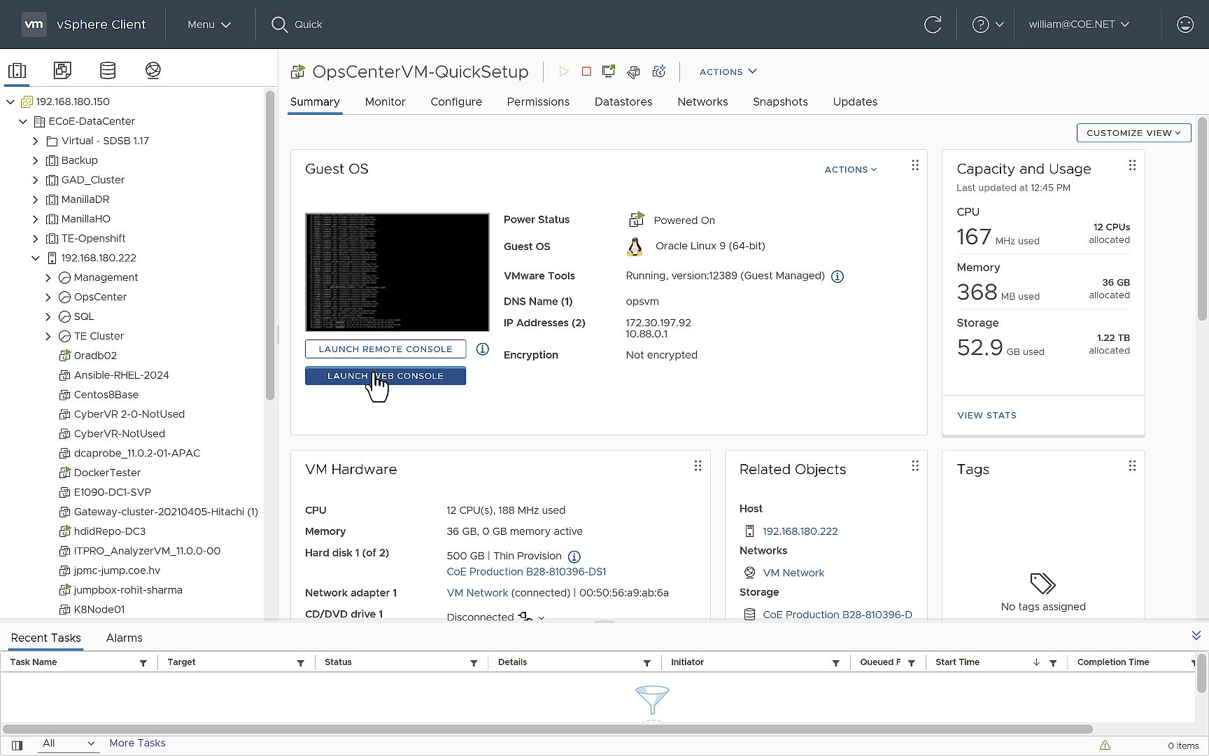 Hitachi Ops Center - Quick Setup Guide - Configuring the Ops Center VM