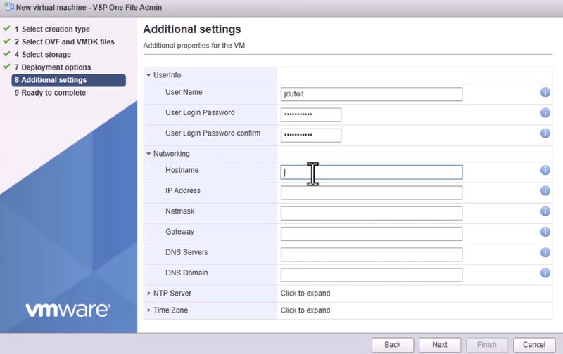 VSP One File Administrator Quick Setup Guide - Configure the VM