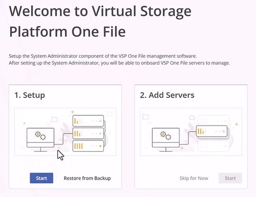 First Time Setup Screen